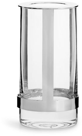 Wazon Sagaform, 8 x 15 cm, szkło/metal, srebrny, pudełko prezentowe