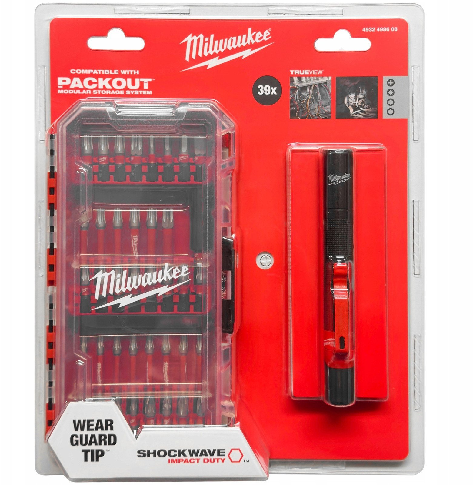 MILWAUKEE SET OF 38 IMPACT BITS + FLASHLIGHT