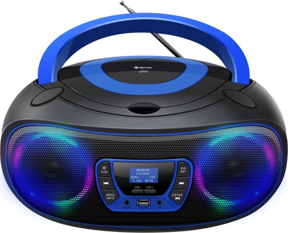 Denver TDB-212 DAB+ Boombox FM/BT/USB/CD/AUX blau