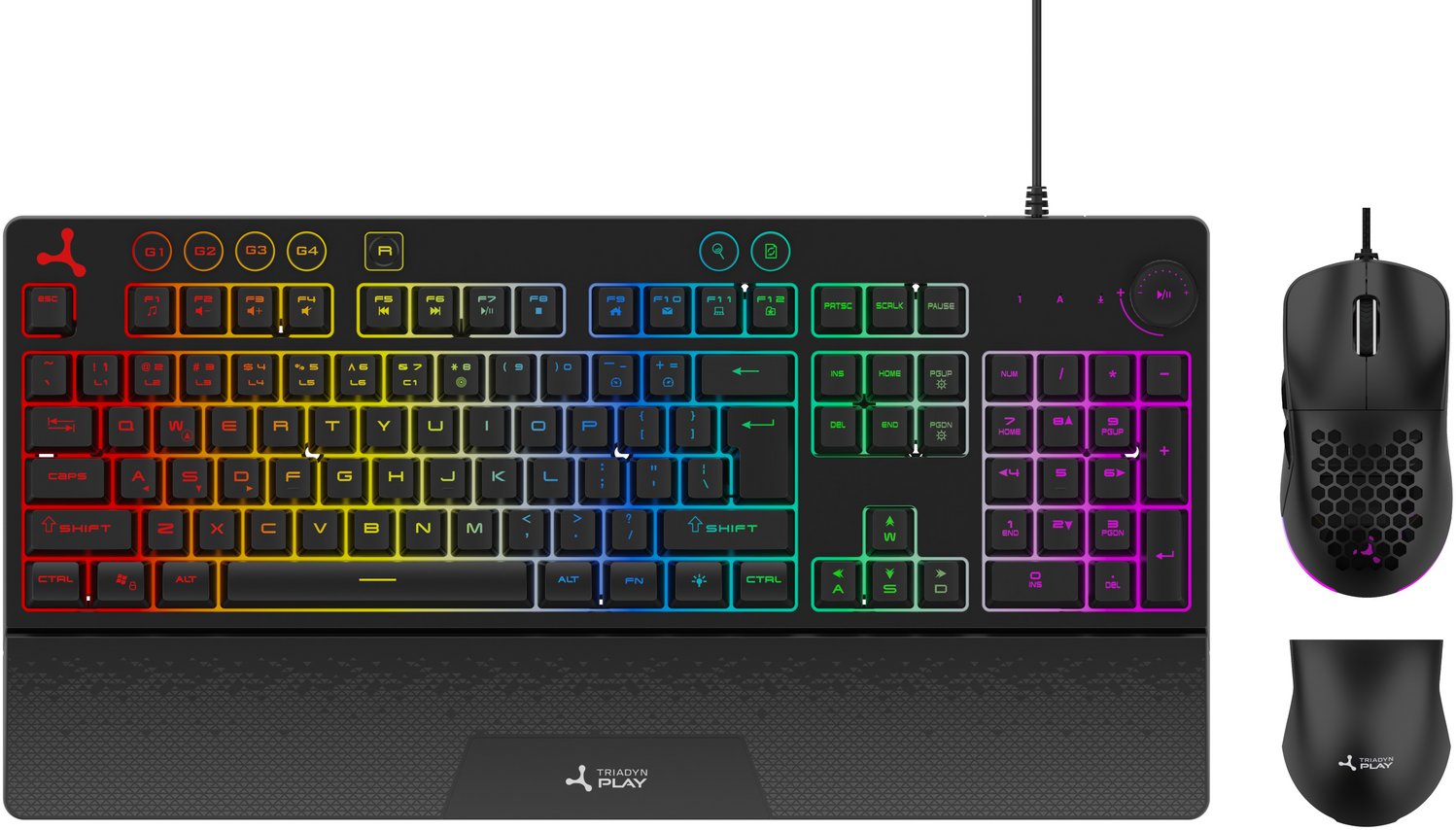 Nowy Zestaw Triadyn TRITON Gamingowa Klawiatura TARVOS RGB Anti-Ghosting i Mysz TELESTO 12800 DPI HUANO Oprogramowanie Dla Gracza