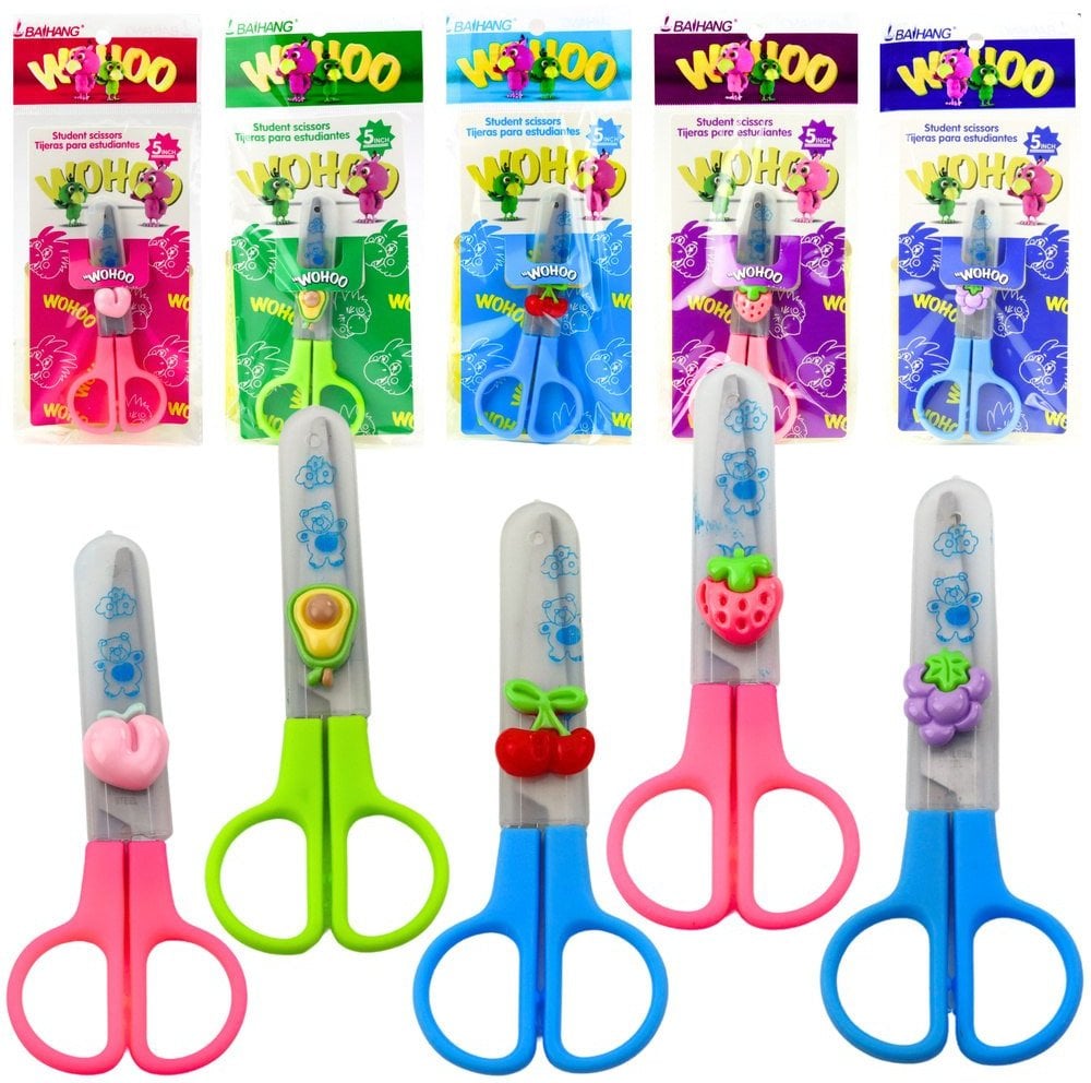 Nożyczki Szkolne Oburęczne Z Nakładką Zabezpieczającą Mix 12cm