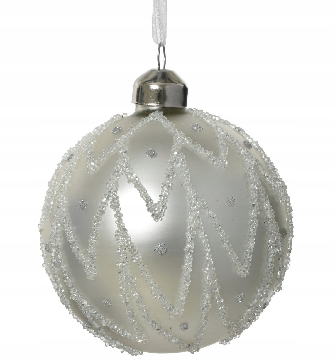 Bombka choinkowa szklana okrągła dekorowana 8cm 1szt