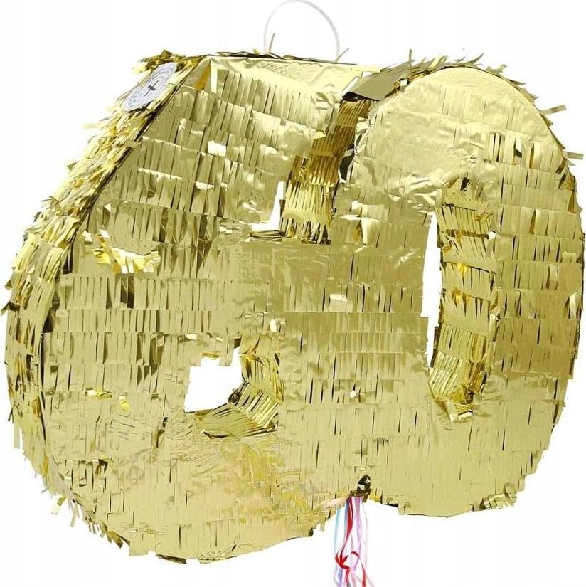 GoDan Piniata cyfra 60 metaliczna złota foliowa 50x50cm