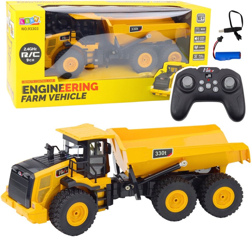 Wywrotka Transporter Zdalnie Sterowana RC Dźwięki 9CH 2.4G Żółta