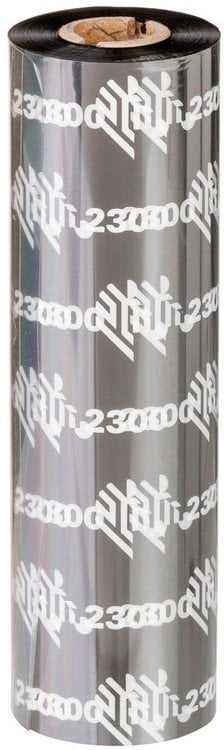 Wax Ribbon, 110mmx300m, 2300; European Wax, 25mm core, with notches for GT800 printer, 12/box