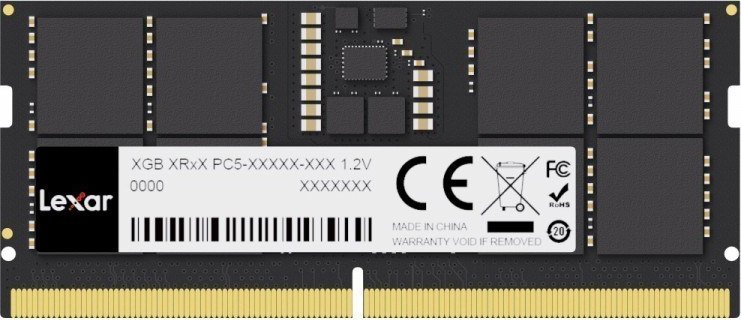 Pamięć do laptopa Lexar SODIMM, DDR5, 16 GB, 5600 MHz, CL46 (LD5S16G56C46ST-BGS)