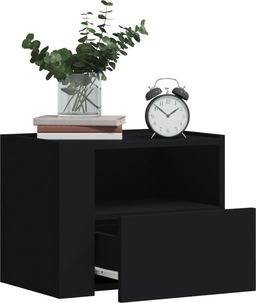 vidaXL Wiszące szafki nocne, 2 szt., czarne, 45x30x35 cm