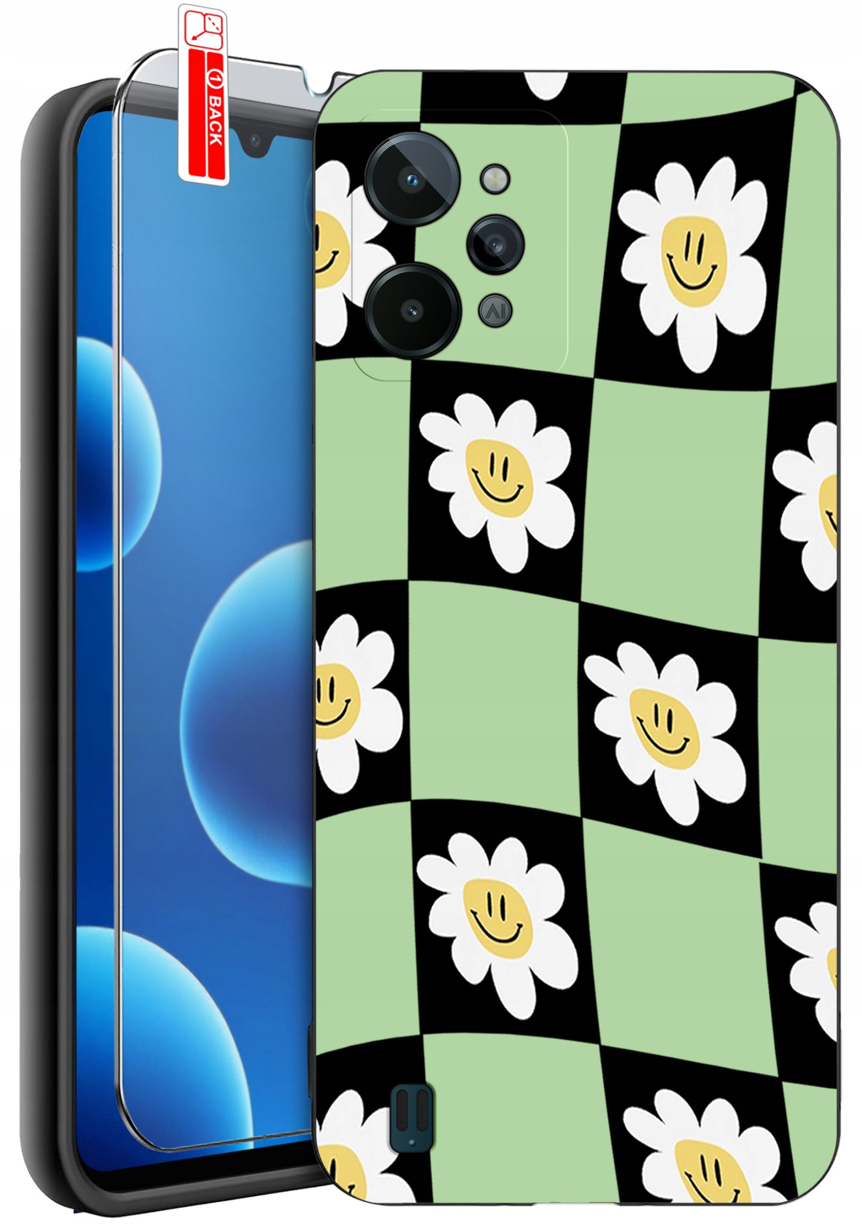 ETUI do Realme C31| WZORY | SILIKONOWE MATT CASE + SZKŁO 9H