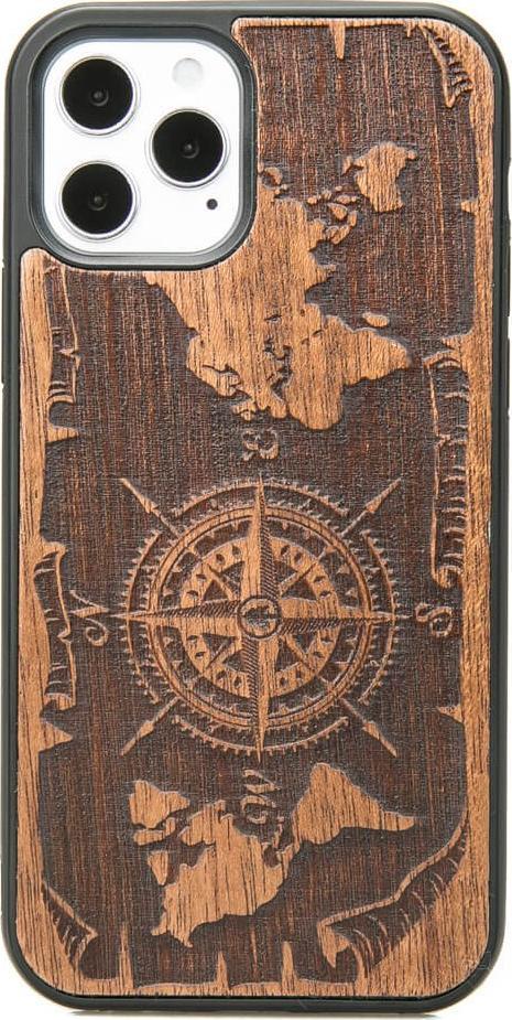 BeWood Drewniane Etui iPhone 12 / 12 Pro RÓŻA WIATRÓW MERBAU