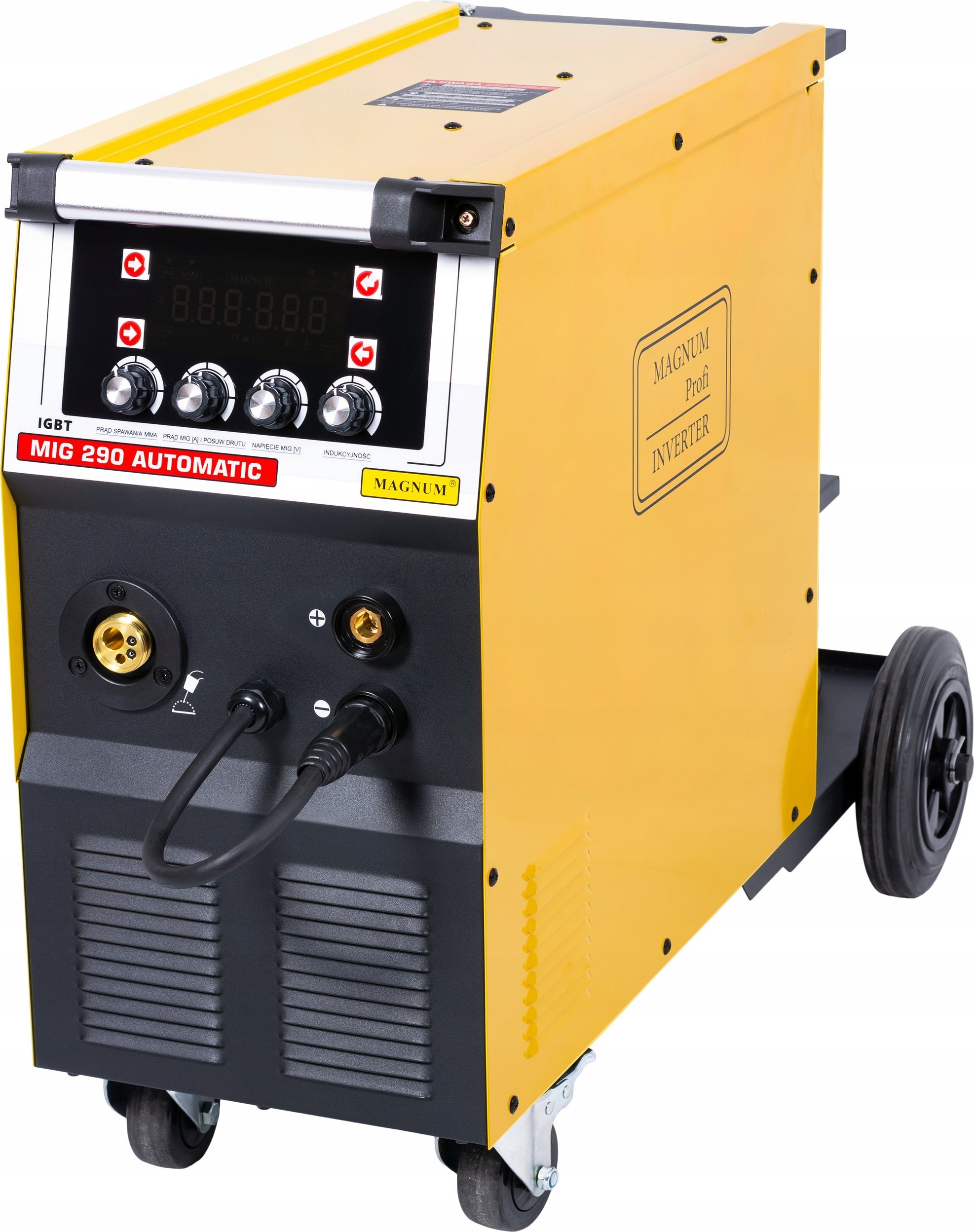 Magnum PÓŁAUTOMAT SPAW.INV. MIG-290 AUTOMATIC v2 MMA, 230V-230A/60%, 400V-280A/60%, 4x4, 230/400V, MB24/5, GP50, MIT, D300