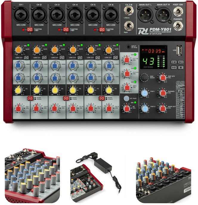Mikser 8- kanałowy PDM-Y801 Power Dynamics one size