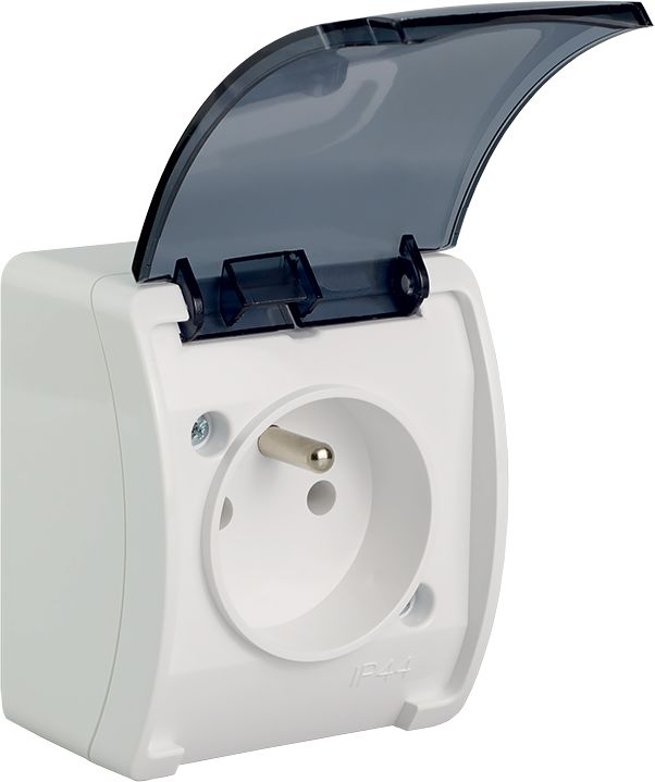 Elektro-Plast Gniazdo pojedyncze Koala z/u IP44 n/t białe z klapką dymną (61.376)