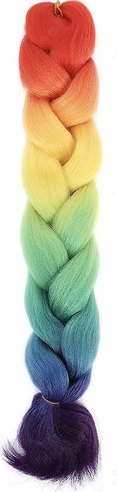 WŁOSY SYNTETYCZNE WARKOCZYKI WARKOCZ KOLOROWE TĘCZOWE OMBRE 130 CM WA17