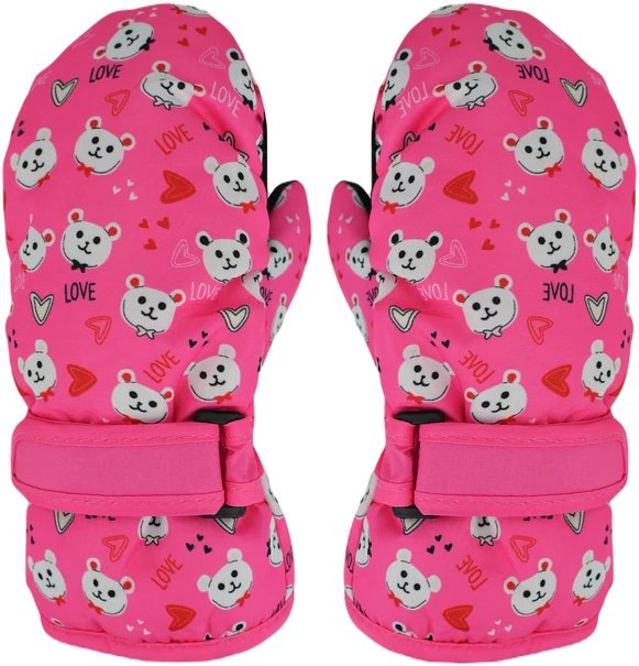 Rękawiczki narciarskie 1P dziewczęce love róż 12