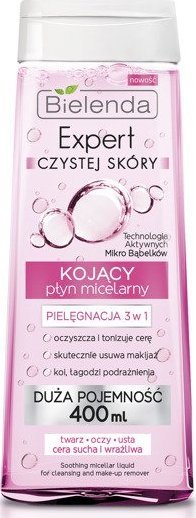 Bielenda Expert Czystej Skóry Płyn micelarny 3w1 kojący do demakijażu 400ml