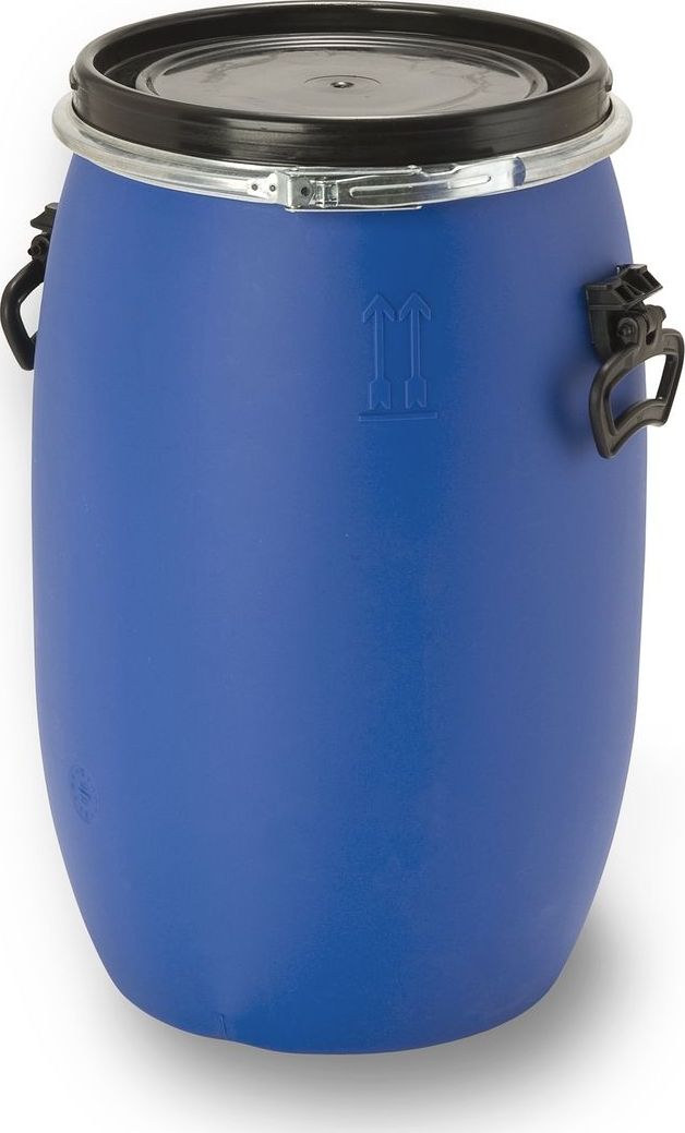 ECOabc Beczka plastikowa UN z deklem i obejmą zaciskową 60 l niebieska