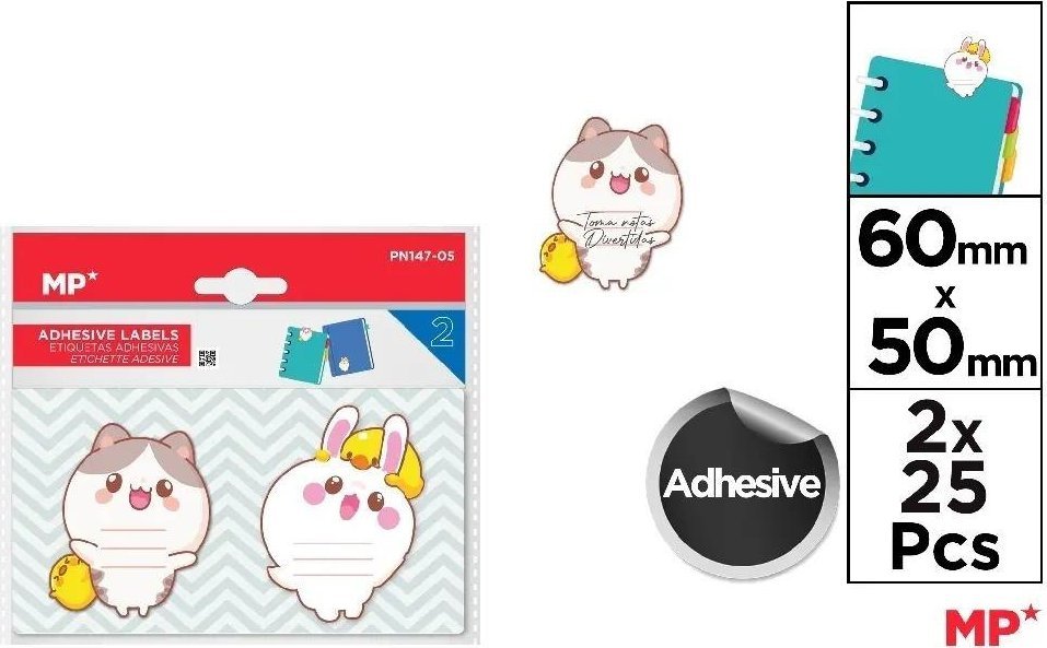 Kolorowe Baloniki Karteczki samoprzylepne kotki 2x25szt