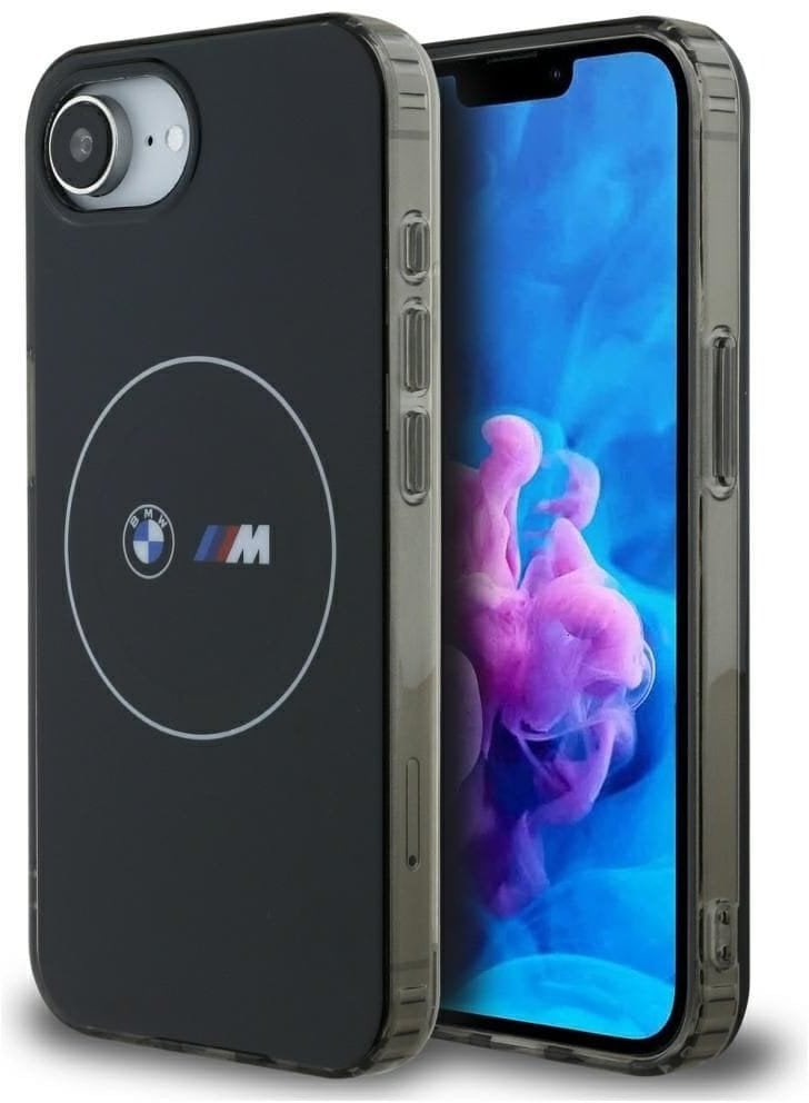 Case BMW IML Metal White Circle MagSafe for iPhone 16e black
