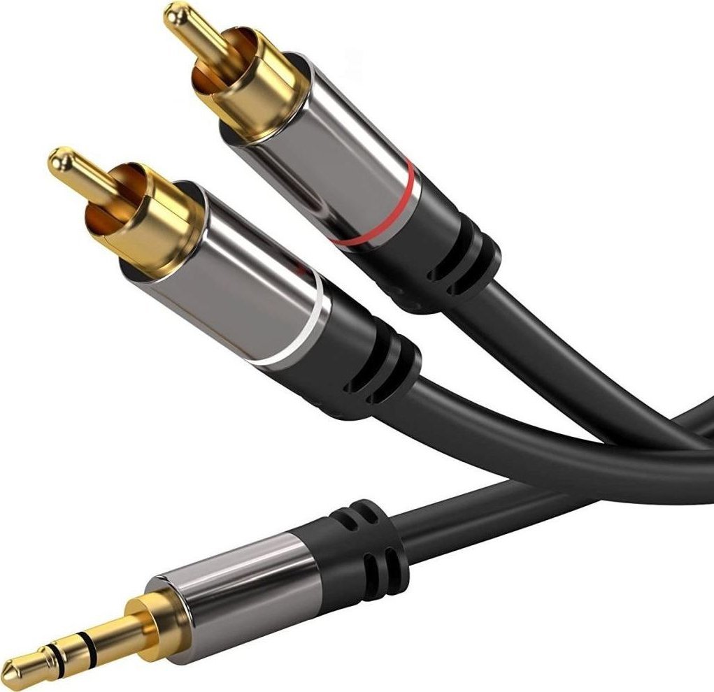 Kabel PremiumCord Jack 3.5mm - RCA (Cinch) x2 5m czarny (kjqcin5)