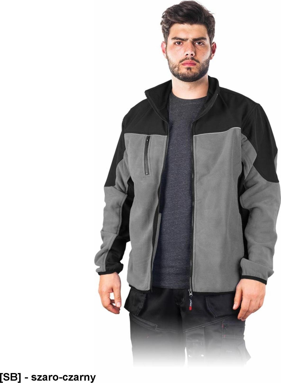 R.E.I.S. POLAR-SHELL - Bluza polarowa, powłoka 100% poliester o gramaturze 300 g/m - szaro-czarny L