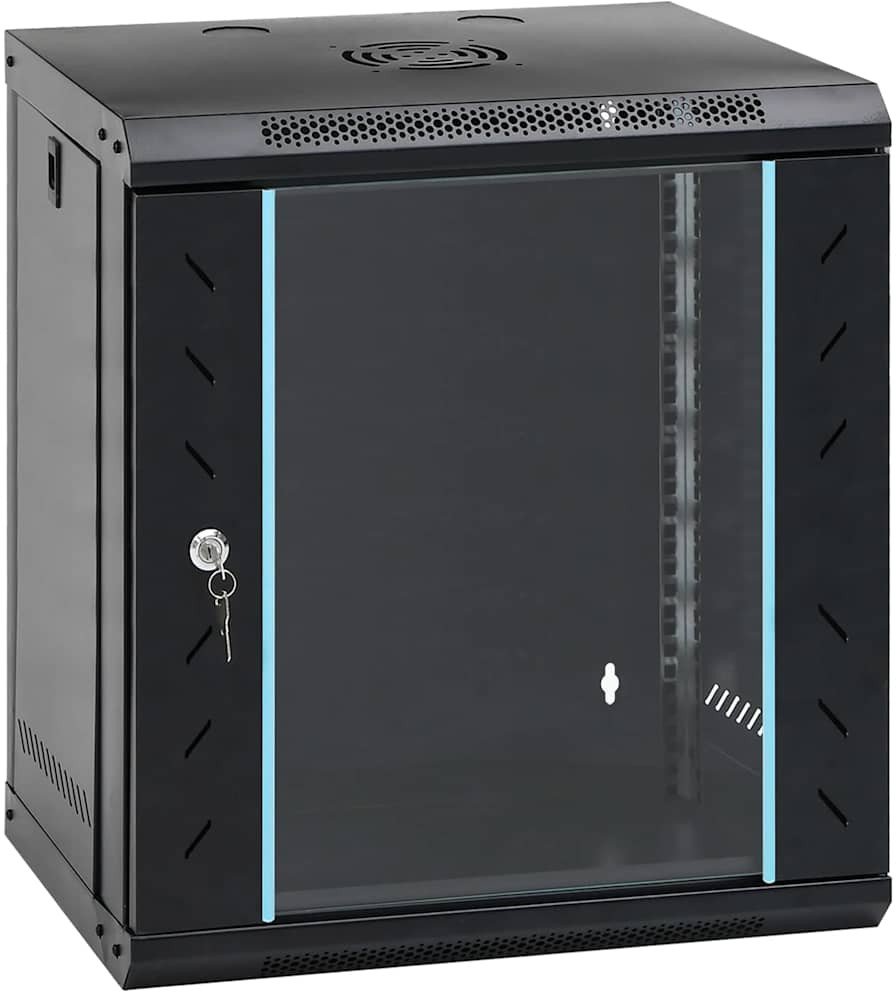 vidaXL Szafa sieciowa z przechowywaniem Czarny 53 x 45 x 60 cm Stal