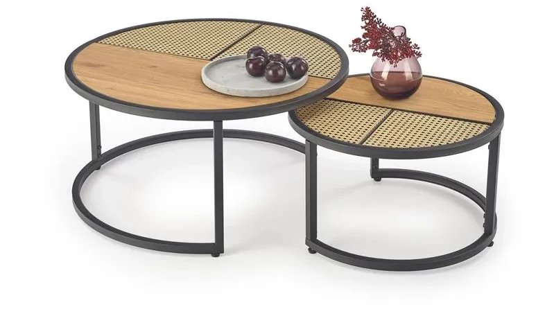 Zestaw ław GARMINA dąb/czarny HALMAR