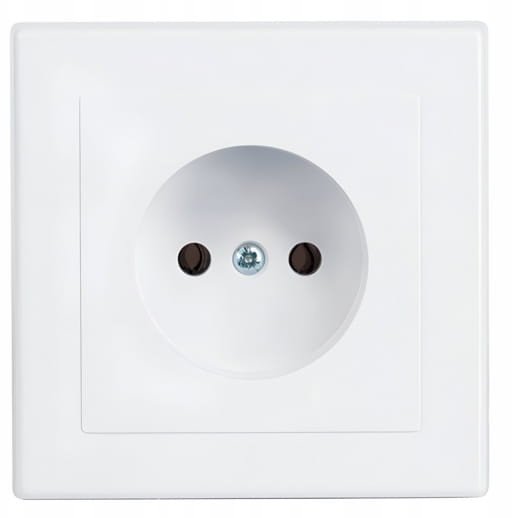 Gniazdo pojedyncze bez uziemienia IP20 16A 250V Podtynkowe Białe