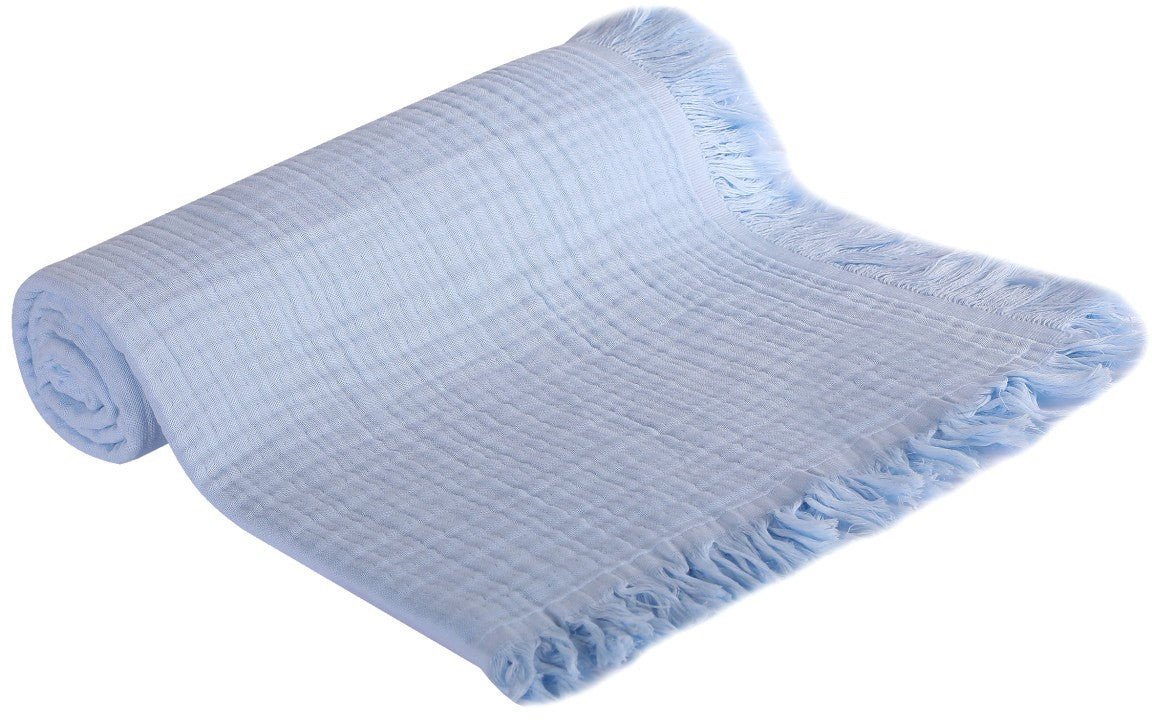 UVIE Kocyk dziecięcy bawełniany Muślinowy 4-warstwowy 105x125cm niebieski