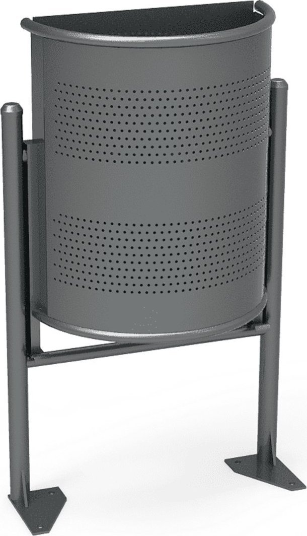 Kosz na śmieci Meva Kosz miejski uliczny półokrągły przyścienny szary 30L