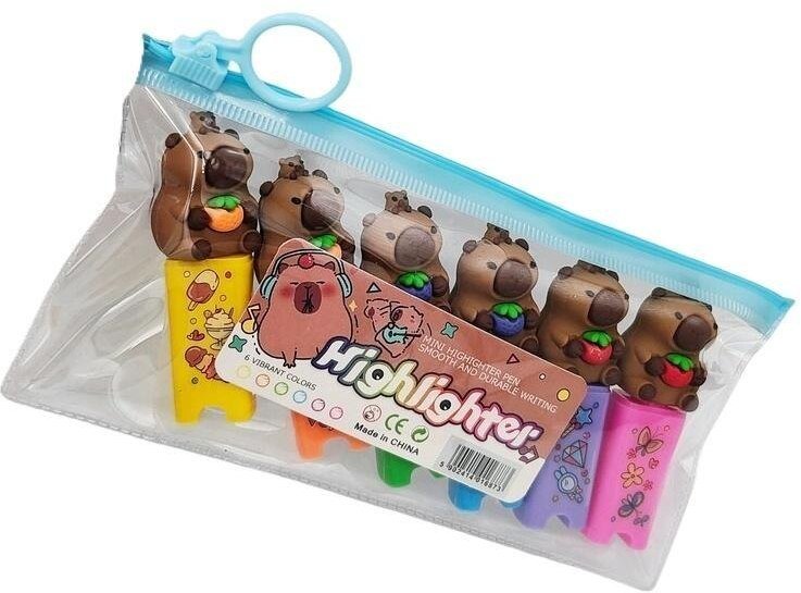 Zakreślacz mini 6szt Kapibara