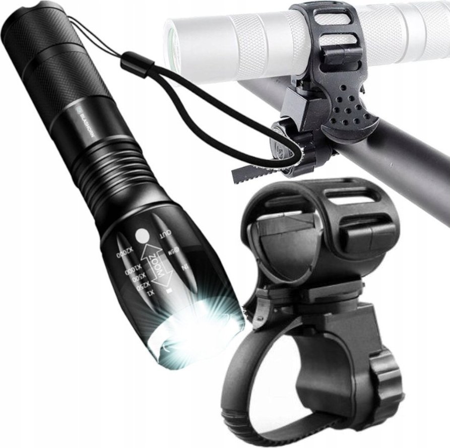 Blashorn Latarka Led Cree 1200 Uchwyt Obrotowy 360 Na Rower