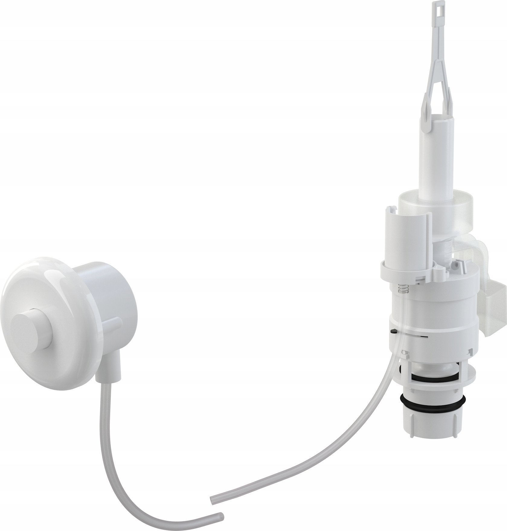 Zdalne pneumatyczne spłukiwanie – ręczne, białe, zabudowa: do ściany