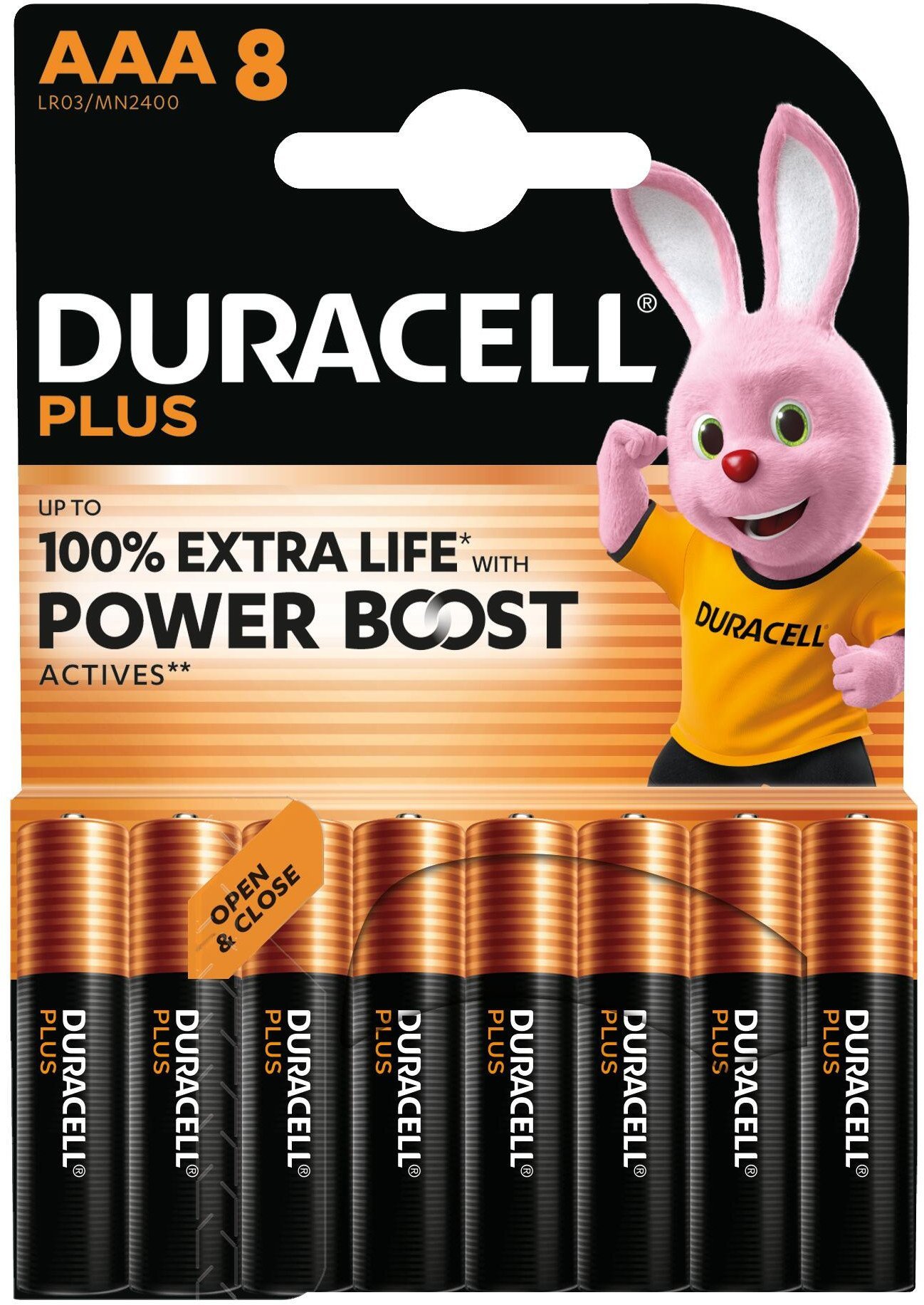 1x8 Duracell Plus Power Boost Micro MN2400 AAA LR03 1,5V