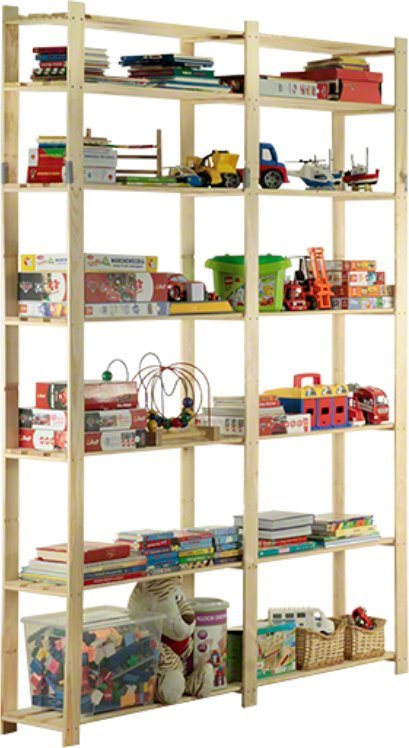 Wamar-Sosenka Regał na książki drewniany B31R 220x170x28 7 półek Naturalny