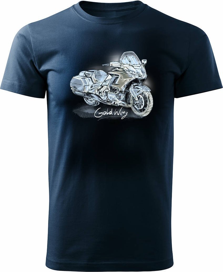 Topslang Koszulka motocyklowa z motocyklem na motor Honda Goldwing męska granat M