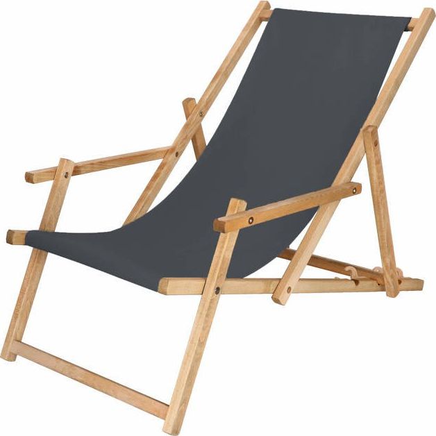 Springos Leżak drewniany impregnowany z podłokietnikami grafitowy