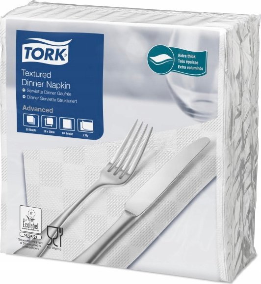 Tork Tork 509414 - Serwetki obiadowe, advanced, 2-warstwowe - Białe
