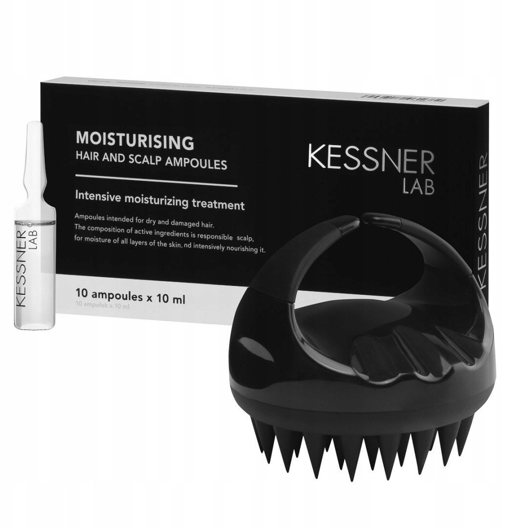 Zestaw Szczotka do masażu głowy premium i Ampułki Kessner Lab Moisturizing