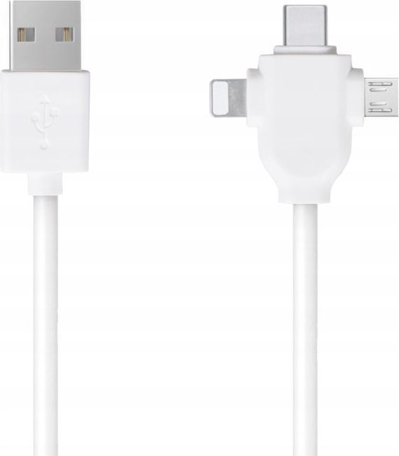 Kabel USB Libox USB-A - USB-C + microUSB + Lightning Biały (LB0112)