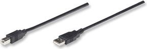 Kabel USB Manhattan USB-A - USB-B 3 m Czarny (333382)