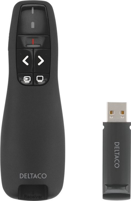 Deltaco Pultelis prezentacijoms su lazeriniu rodikliu DELTACO, veikia iki 15 m atstumu / WP-001