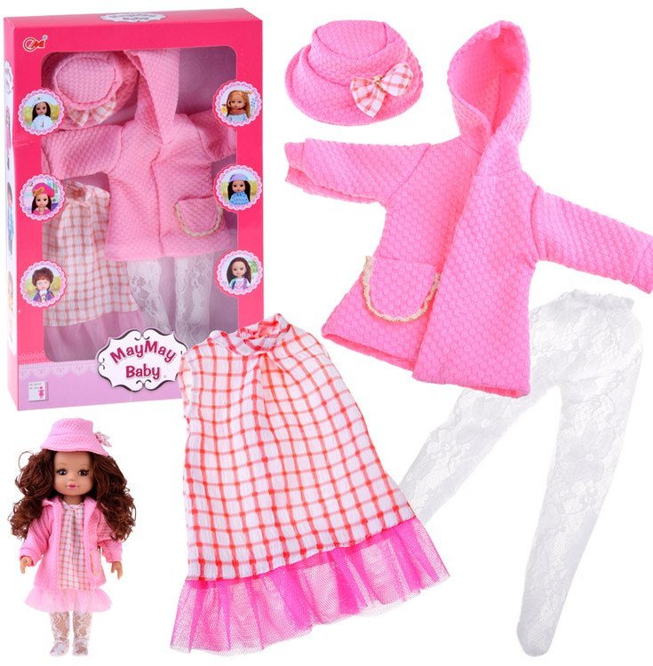 Jokomisiada Różowy zestaw ubranek dla lalki 36-40 cm Sukienka Płaszczyk Kapelusz ZA5839