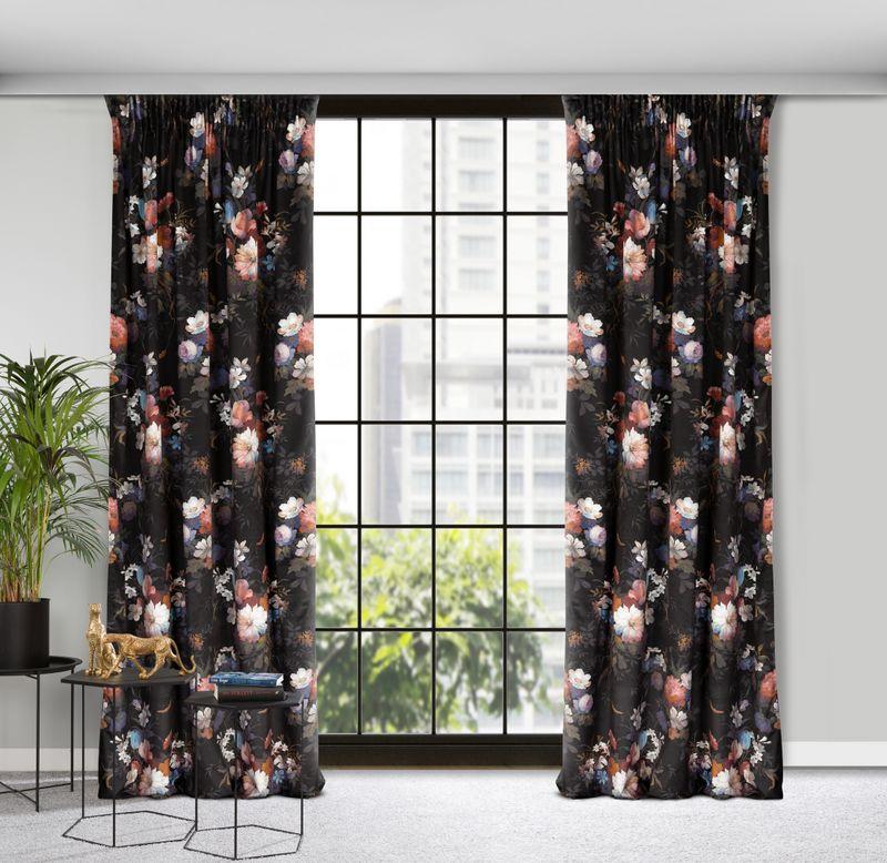 Eurofirany ZASŁONA GOTOWA KAREN NA TAŚMIE 140X270 CM CZARNY