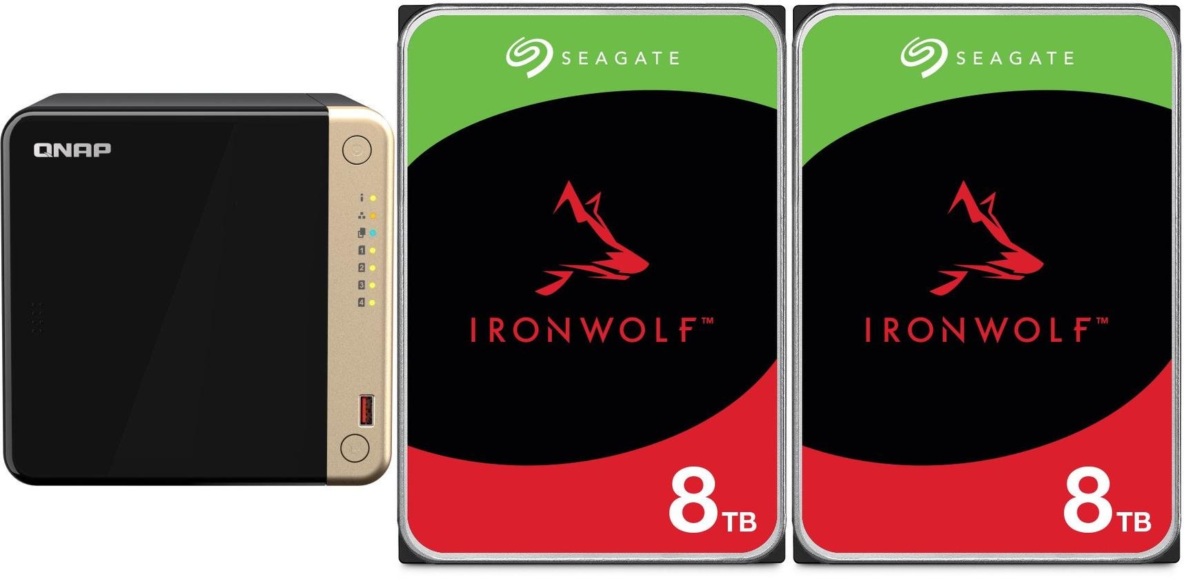 Serwer plików Qnap TS-464-8G + 2x Seagate IronWolf 8TB (ST8000VN004)