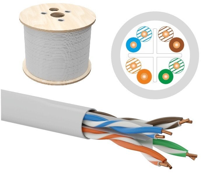 Alantec Kabel U/UTP kat.6, sieciowy, skrętka, LSOH, B2ca 4PR, 1Gb/s (10Gb/s do 55m), gwarancja 10 lat, szary, 500m - (KIU6LSOH500BQ)