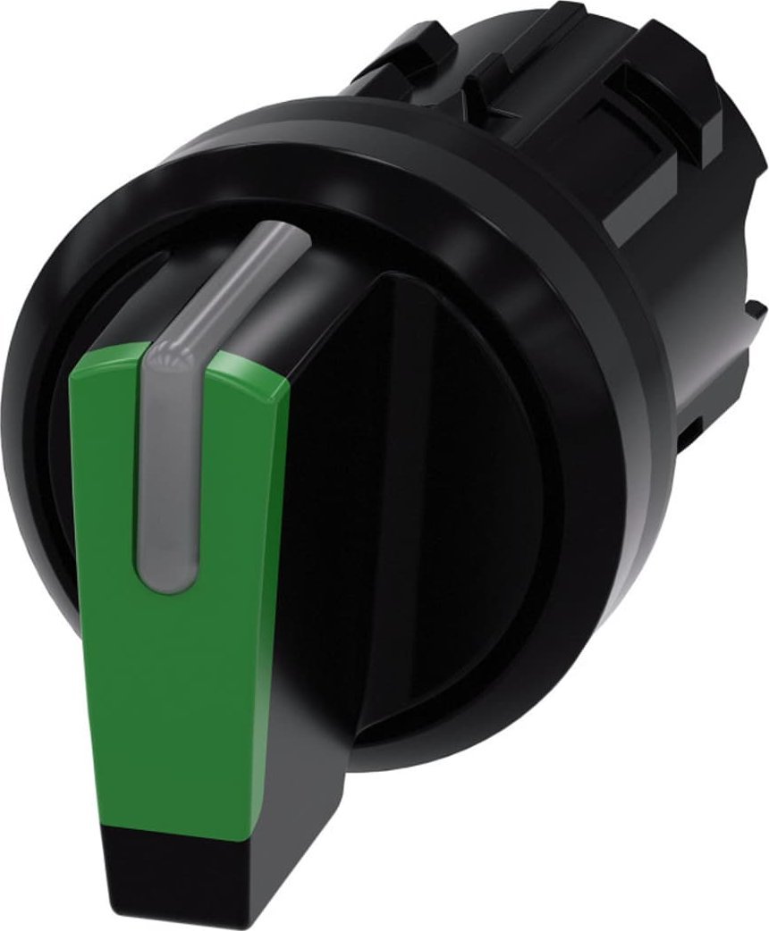 Siemens Przełącznik 22mm okrągły tworzywo czarny/zielony kr. pióro 3 poz. I-0-II bez samopowrotu 3SU1002-2BL40-0AA0