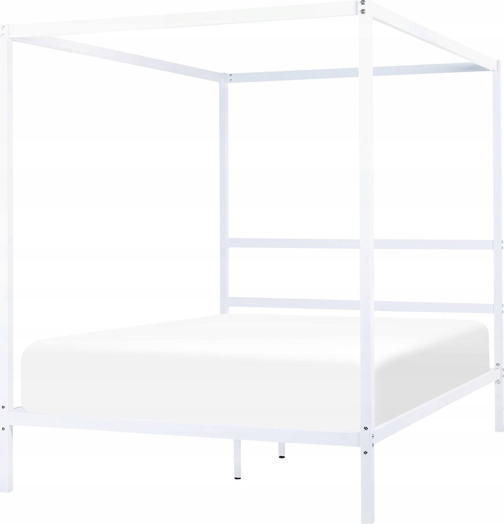 Beliani Łóżko metalowe z baldachimem 140 x 200 cm białe LESTARDS
