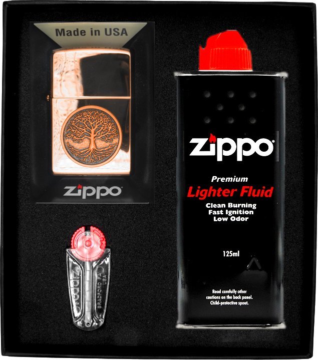 Zestaw ZIPPO Zapalniczka TREE OF LIFE COPPER EMBLEM Prezentowy No1