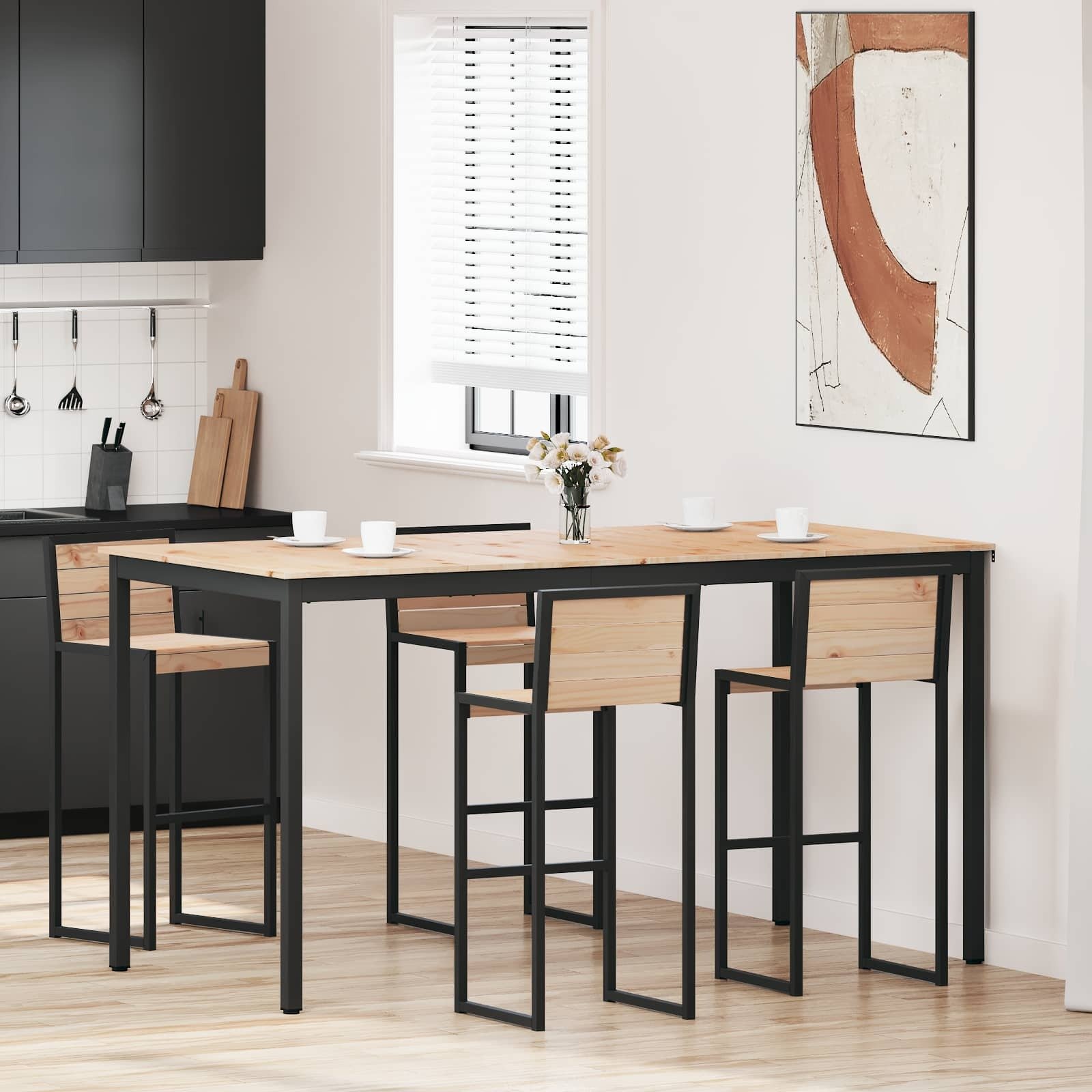 vidaXL Stół barowy Naturalny 110 x 55 x 105 cm Lekkie drewno sosnowe