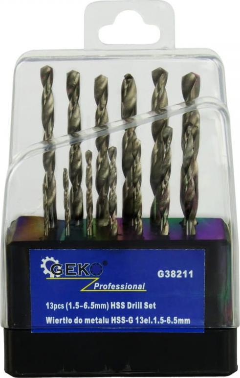 Wiertło Geko KPL.WIERTEŁ SREBRNYCH DO MET.GEKO 1,5-6,5/13SZT(25/100) G38211 GEKO